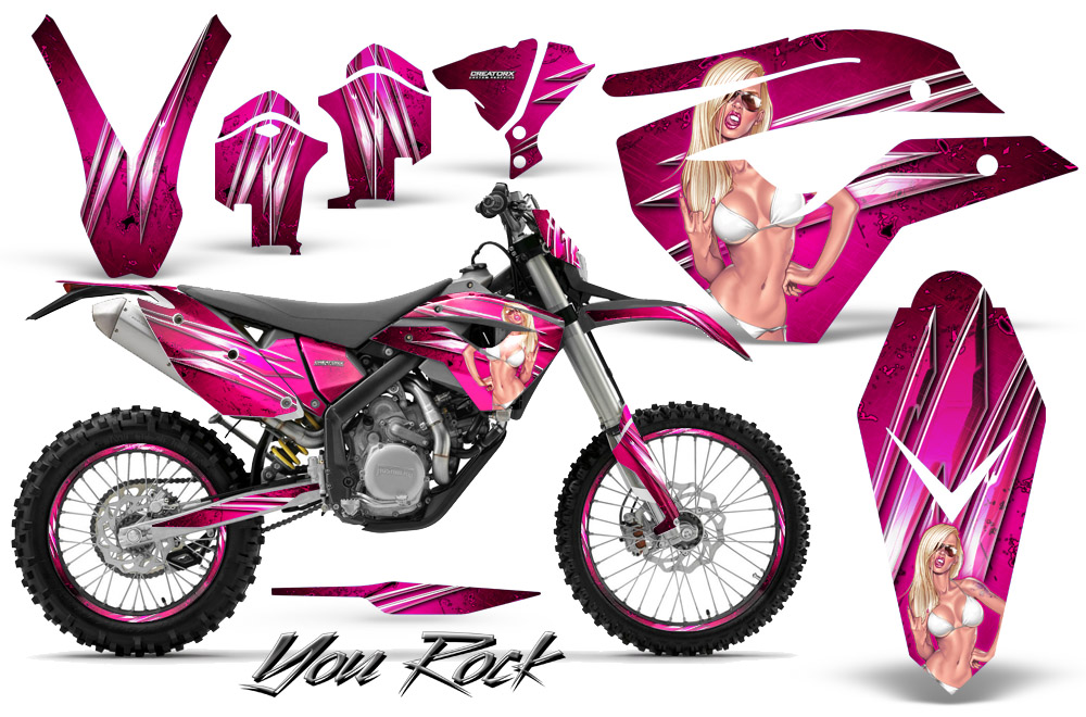 Husaberg FE570 Enduro 2010 Graphics Kit You Rock Pink NP Rims